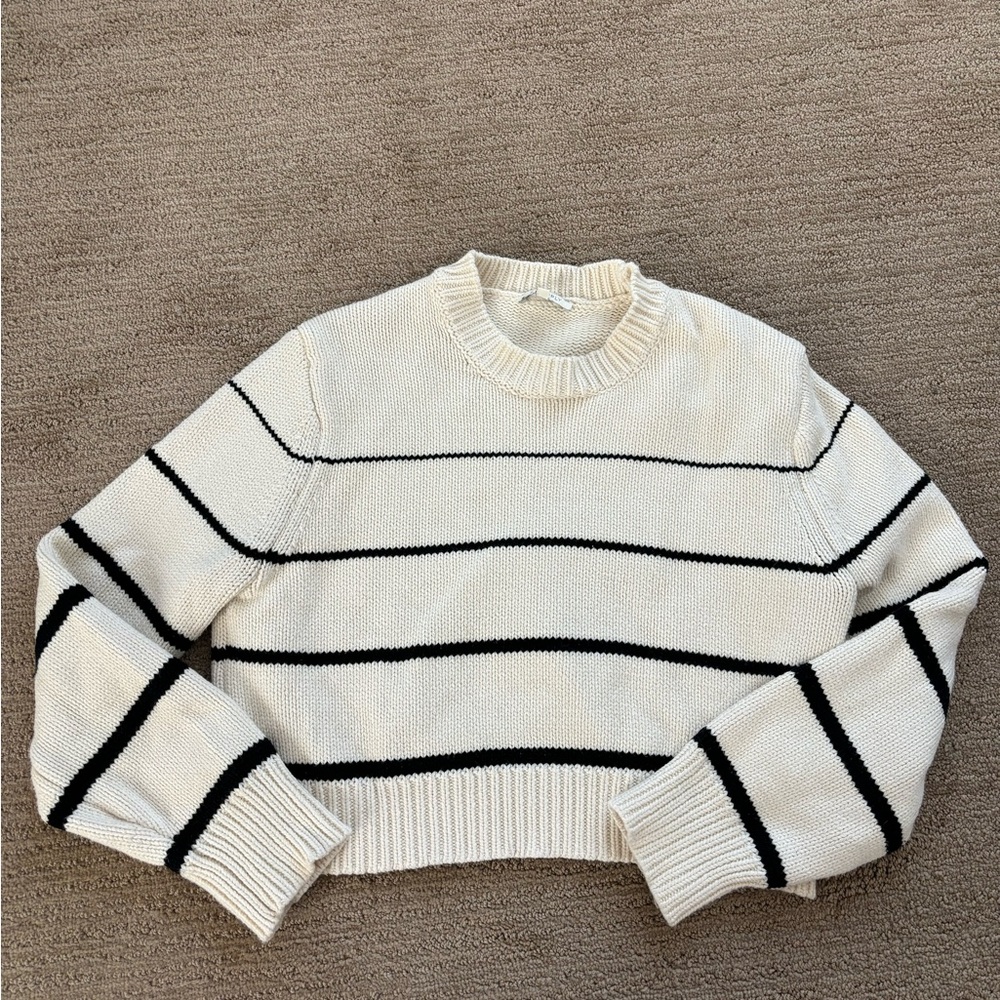Z Supply Cream and Black Striped Sweater